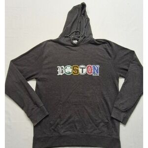 Boston Pride‎ sports gray hoodie men's front pocket sz. Lg Delta Fleece